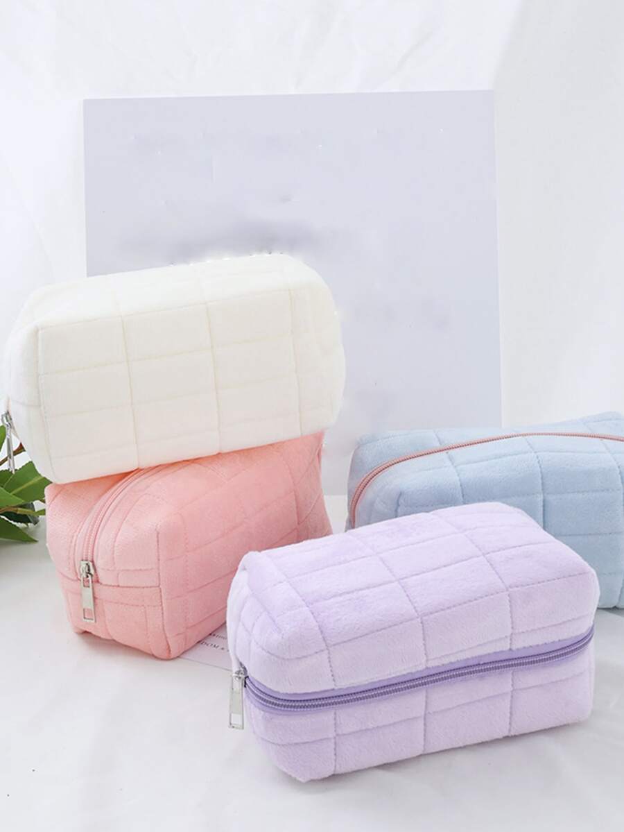 1pc Creative Decompression Pillow Shaped Pencil Case With Large Capacity - White - View 1