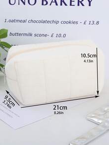 1pc Creative Decompression Pillow Shaped Pencil Case With Large Capacity - White - View 6