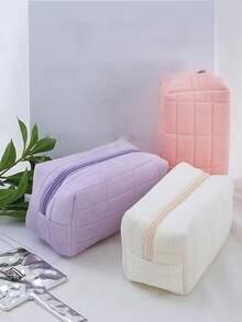 1pc Creative Decompression Pillow Shaped Pencil Case With Large Capacity - White - View 4