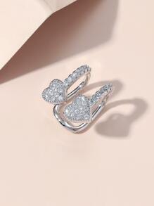 1 件时尚铜质双锆石心形耳夹女士款