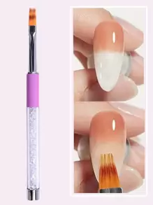1Pc Acrylic Nail Brush UV Gel Nail Art Gradient Ombre Brush Rhinestone Handle Tool Painting Drawing Pens Manicure - Pink - View 1