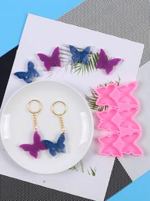 1 件蝴蝶形钥匙扣树脂模具，DIY 环氧硅胶模具，适用于吊坠、耳环、项链、钥匙扣、肥皂、蜡烛装饰 - 粉色 - 查看 1