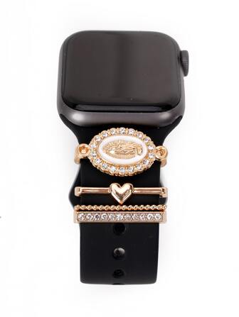 Set de 4 piezas Decoración de anillo con encantos de banda de reloj con Virgen María de cristal para bandas de y Galaxy Watch, regalos de la suerte para niñas