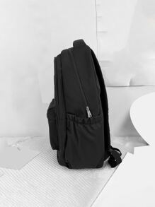 轻便儿童背包书包适合男孩和女孩的学校背包，经典基本款大学生小学初中高中背包适合青少年女孩男孩，旅行背包 - 黑色 - 查看 5