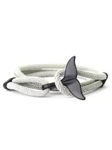 Mặt dây chuyền hình đuôi cá voi Viking đan thủ công, vòng tay dây thừng đỏ thủ công, vòng đeo tay nam, phụ kiện vòng tay có thể điều chỉnh. - Xám - Xem 2