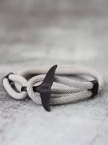 Mặt dây chuyền hình đuôi cá voi Viking đan thủ công, vòng tay dây thừng đỏ thủ công, vòng đeo tay nam, phụ kiện vòng tay có thể điều chỉnh. - Xám - Xem 1