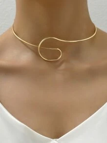 1pc Women's Simple Creative Geometric Wavy Choker Necklace, Elegant Personalized Casual Versatile For Vacation, Party, Graduation Season Gift