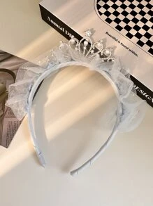 1 chiếc băng đô vương miện công chúa màu xanh ngọc trai, thân thiện với tóc. - Màu xanh nhạt - Xem 3