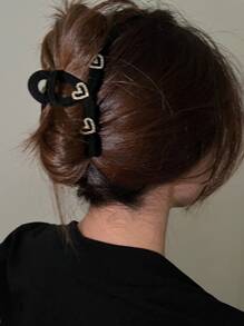 1pc Women's Heart Shaped Interlock Hair Claw Clip Elegant,Y2k Valentine's Day Valentines Hair Clips Hair Jaw Clip Hair Clamps Hair Clutch Hair Catcher Clip, School Stuff, College Fall Winter Hair Accessories For Women For Vacation Outfits Woman Valentines Gift - Multicolor - View 6