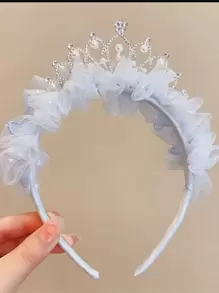 1 chiếc băng đô vương miện công chúa màu xanh ngọc trai, thân thiện với tóc. - Màu xanh nhạt - Xem 8