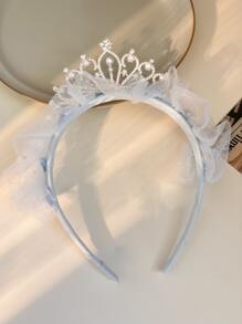 1 chiếc băng đô vương miện công chúa màu xanh ngọc trai, thân thiện với tóc. - Màu xanh nhạt - Xem 6