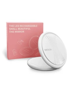White Led Cosmetic Mirror With Lights, Folding Design, 10x Magnifying Mirror, Tabletop Style - White - View 2