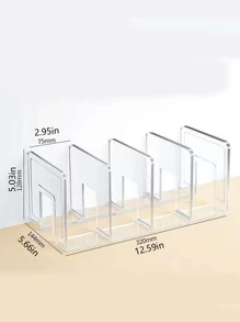 1pc Transparent Acrylic Book Stand/divider/shelf, Thickened, Perfect For Fixing & Storing Books On Student Desks & Shelves - Clear - View 5