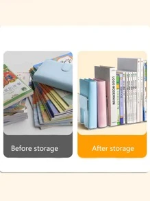 1pc Transparent Acrylic Book Stand/divider/shelf, Thickened, Perfect For Fixing & Storing Books On Student Desks & Shelves - Clear - View 4