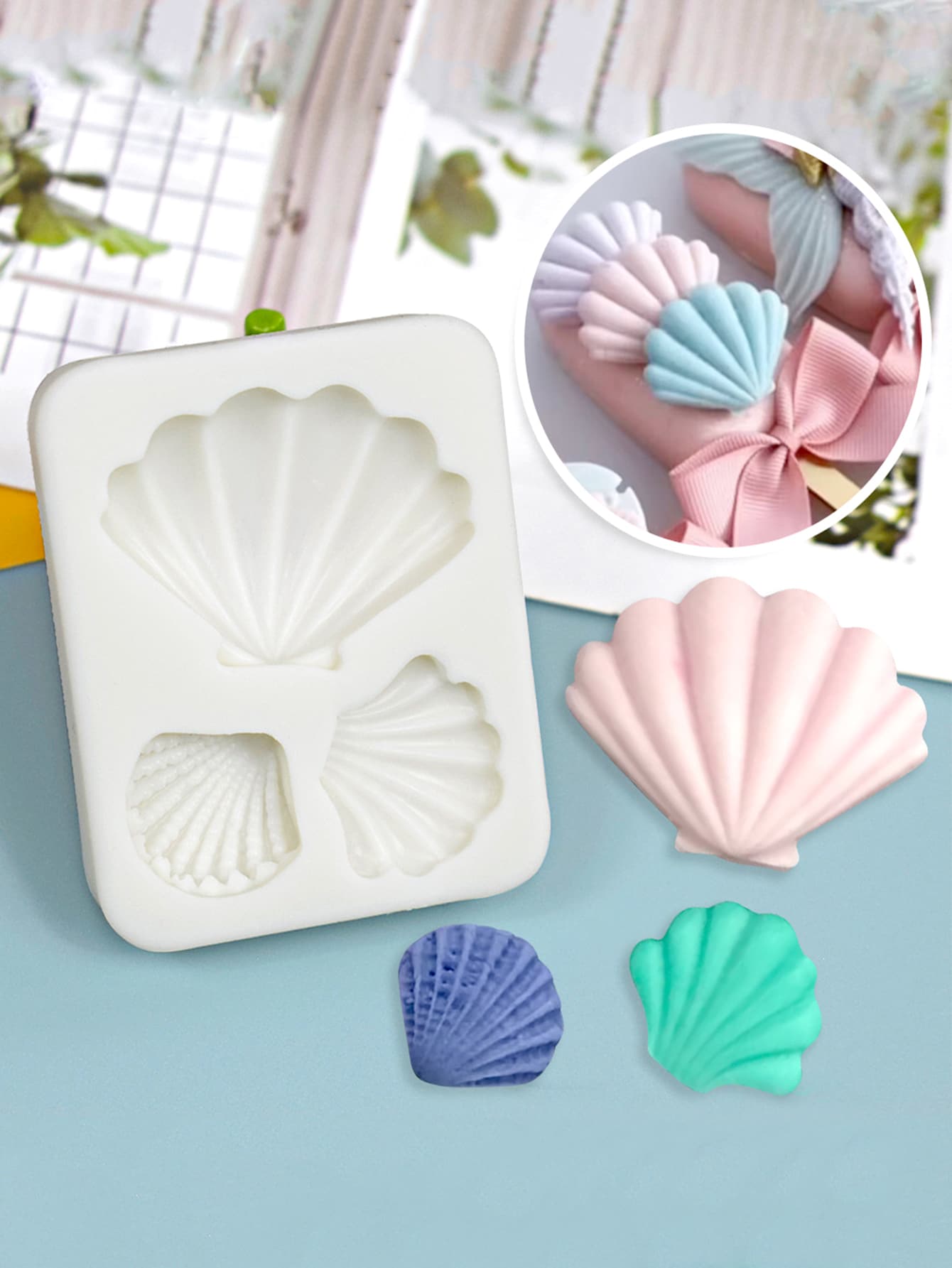 1pc Seashell Fondant Molds, Ocean Series Cake Decorating Silicone Mold - White - View 1