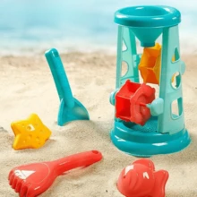 儿童沙滩玩具5件套，适合亲子互动：沙滩玩具、水上玩具、工具车、水桶、铲子 - 藍色 - 查看 2