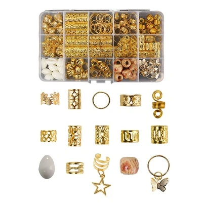 135入組金色盒裝混合頭髮套裝,編織設計髮箍髮飾適合女士和女孩,可調節