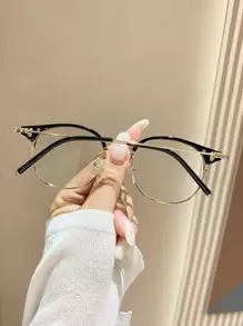 1 副男女通用圆形金属时尚无度数眼镜，适合度假、返校、日常生活、电脑、阅读、电视、电话