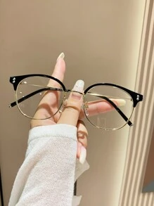 1 副男女通用圆形金属时尚无度数眼镜，适合度假、返校、日常生活、电脑、阅读、电视、电话