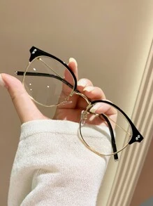 1 副男女通用圆形金属时尚无度数眼镜，适合度假、返校、日常生活、电脑、阅读、电视、电话