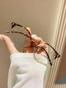 1 Piece Unisex Round Metal Fashion Clear Lens Glasses, Suitable For Vacation, Back To School, Daily Life, Computer, Reading, TV, Phone Use - Multicolor - View 2