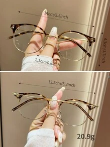 1 Piece Unisex Round Metal Fashion Clear Lens Glasses, Suitable For Vacation, Back To School, Daily Life, Computer, Reading, TV, Phone Use - Multicolor - View 4