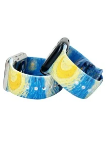 1入組繪畫印花時尚矽膠錶帶38/40/41/42/44/45/49mm適用於Apple WatchUltra/SE/8/7/6/5/4/3/2/1 - 彩色 - 查看 2