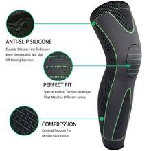 1Pc Full Leg Sleeves Long Compression Leg Sleeve Knee Sleeves Knee Brace Support Protect Leg, for Man Women Basketball, Cycling Sport Football, Reduce Varicose Veins and Swelling of Legs - Green - View 7
