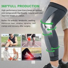 1Pc Full Leg Sleeves Long Compression Leg Sleeve Knee Sleeves Knee Brace Support Protect Leg, for Man Women Basketball, Cycling Sport Football, Reduce Varicose Veins and Swelling of Legs - Green - View 2