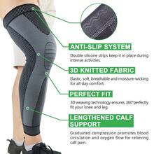 1Pc Full Leg Sleeves Long Compression Leg Sleeve Knee Sleeves Knee Brace Support Protect Leg, for Man Women Basketball, Cycling Sport Football, Reduce Varicose Veins and Swelling of Legs - Green - View 4