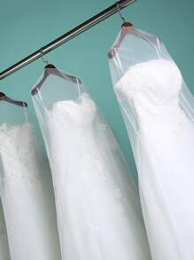 1 Wedding Dress Dust Cover Mesh Dress Dust Bag Transparent Lengthened Soft Mesh Bridesmaid Dress Skirt Clothing Cover Storage Hangers With Flush Ground Long Wedding