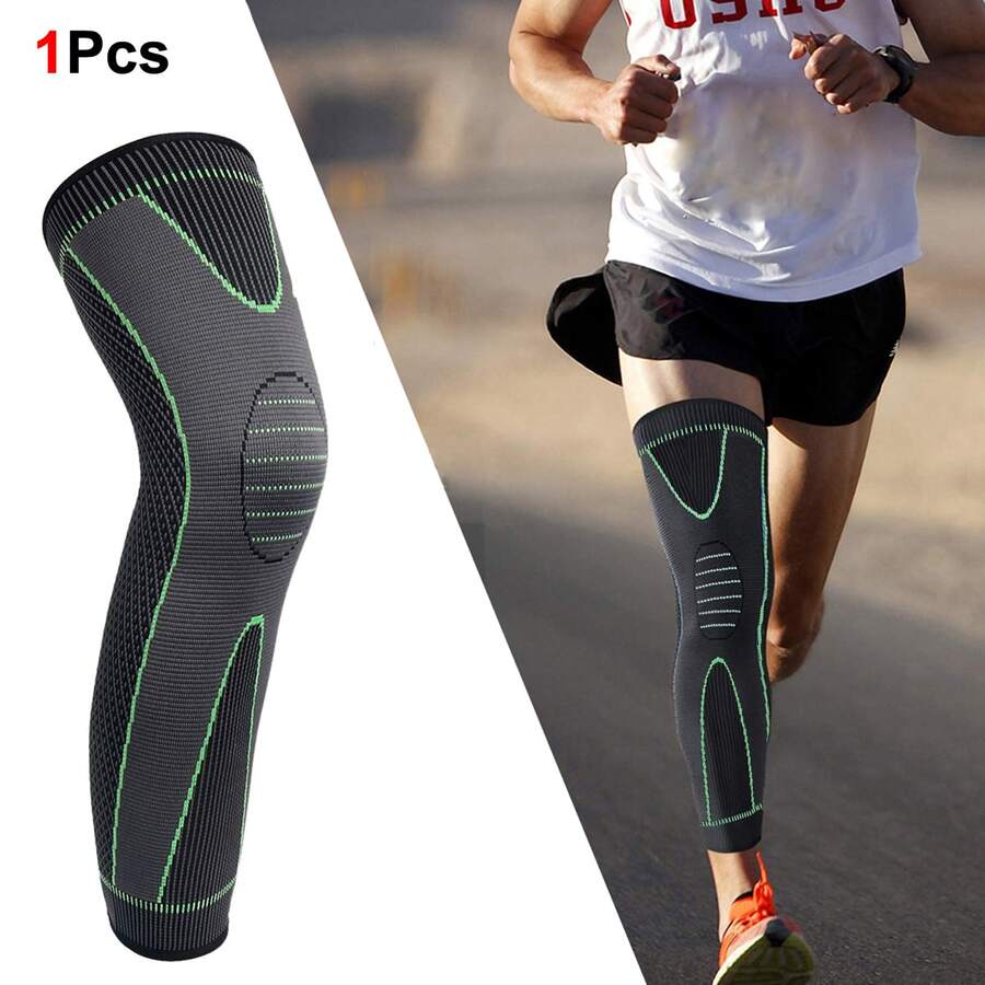1Pc Full Leg Sleeves Long Compression Leg Sleeve Knee Sleeves Knee Brace Support Protect Leg, for Man Women Basketball, Cycling Sport Football, Reduce Varicose Veins and Swelling of Legs - Green - View 1