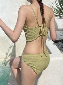 Women's Sexy Cami Split Tankini Summer - Green - View 3