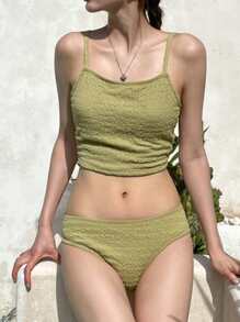Women's Sexy Cami Split Tankini Summer - Green - View 1