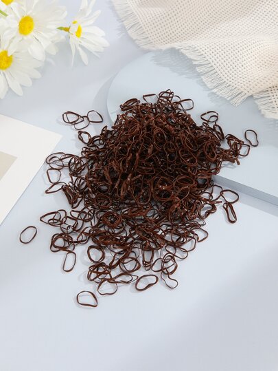 1000 Stücke braune Haargummis + 1000 Stücke mehrfarbige Gummibänder für Frauen, elastische Bänder in Spenderbox, Gummibänder, Haargummis für Pferdeschwanz, Haarschmuck für Zuhause