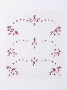 STARTTOOS 1pc Waterdrop-shaped 3d Pink Faux Gemstone Face Sticker For Music Festival, Y2k Makeup, Dance Party - Pink - View 5