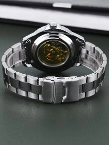 1pc Fashionable Men's Mechanical Watch - Silver - View 7