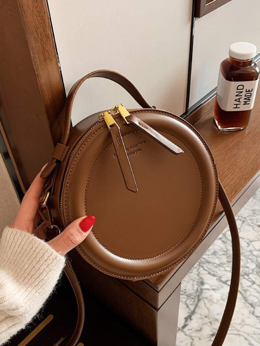 Bolso de mano redondo de diseño de mujer, bolso de hombro de PU vintage de alta calidad para mujer, bolso de embrague de moda, bolso bandolera femenino para viajes y uso diario, regalo ideal para una amiga