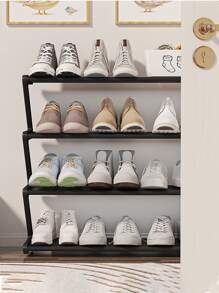 1 pièce Mural Étagère De Chaussures Stockage Organisateur Pour Chambre À Coucher , Entrée , Dortoir Chambre , Petit & Élégant - Noir - Voir 2
