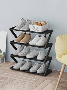 1 pièce Mural Étagère De Chaussures Stockage Organisateur Pour Chambre À Coucher , Entrée , Dortoir Chambre , Petit & Élégant - Noir - Voir 1