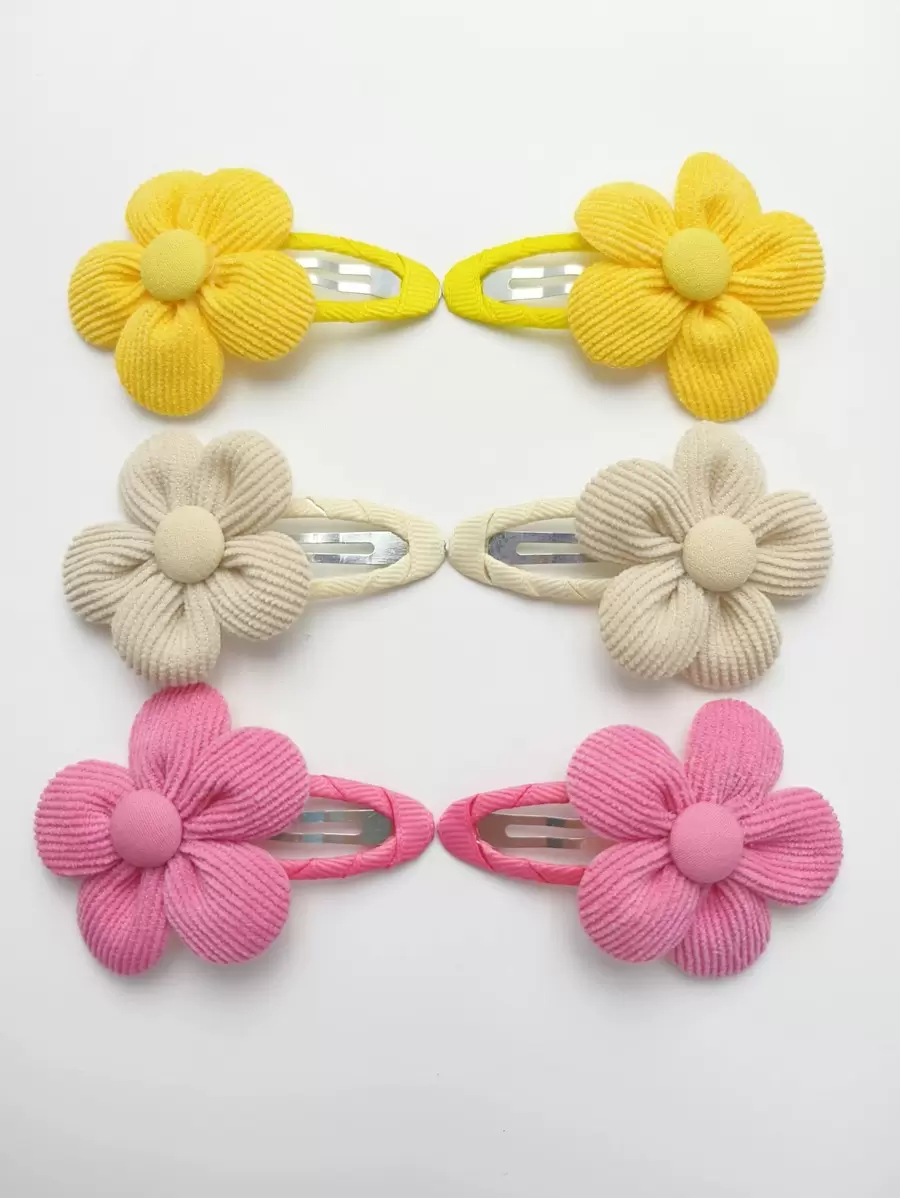 6 Girls Hair Clips Fabric Thread Flower BB Clips Sweet and Simple Girls Side Clips Side Clips Headwear Hair Clips - Multicolor - View 1