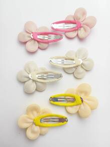 6 Girls Hair Clips Fabric Thread Flower BB Clips Sweet and Simple Girls Side Clips Side Clips Headwear Hair Clips - Multicolor - View 3