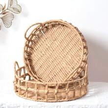 1 Miếng Màu thuần Dệt Trái cây Lưu trữ Cái mâm - Màu be - Xem 1