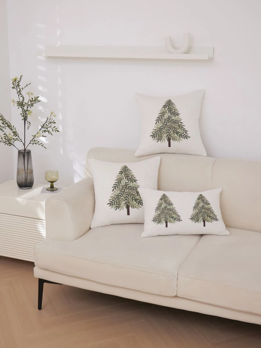 1 pièce Housse de coussin décorative à motif grand arbre (le coussin n'est pas inclus)