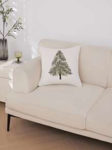 1 pièce Housse de coussin décorative à motif grand arbre (le coussin n'est pas inclus) - Vert - Voir 3