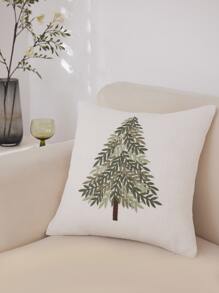 1 pièce Housse de coussin décorative à motif grand arbre (le coussin n'est pas inclus) - Vert - Voir 4