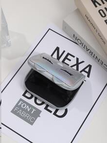 Monedero con patrón de gato de dibujos animados holográfico PU corto - Plateado - Ver 3