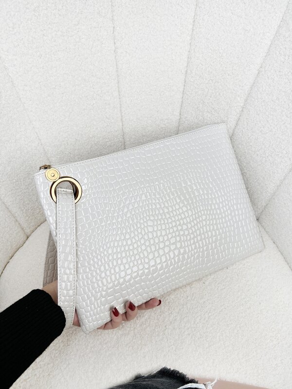 Crocodile Print Pu Leather Square Bag, Animal Print Women Bag