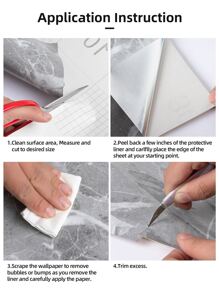 1 pieza Adhesivo autoadhesivo impermeable y resistente al aceite con patrón de mármol para decorar la cocina, pegatinas, vinilos decorativos para el hogar, artículos de decoración de primavera para renovar tu hogar, pegatinas de decoración Rama - Celeste - Ver 12