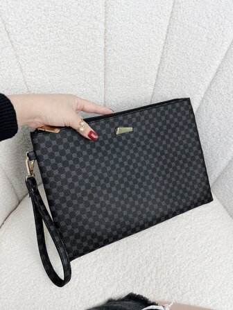 Geometric Pattern Pu Fashion Wrist Bag